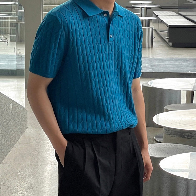 Korean Lapel Knit Polo Shirt