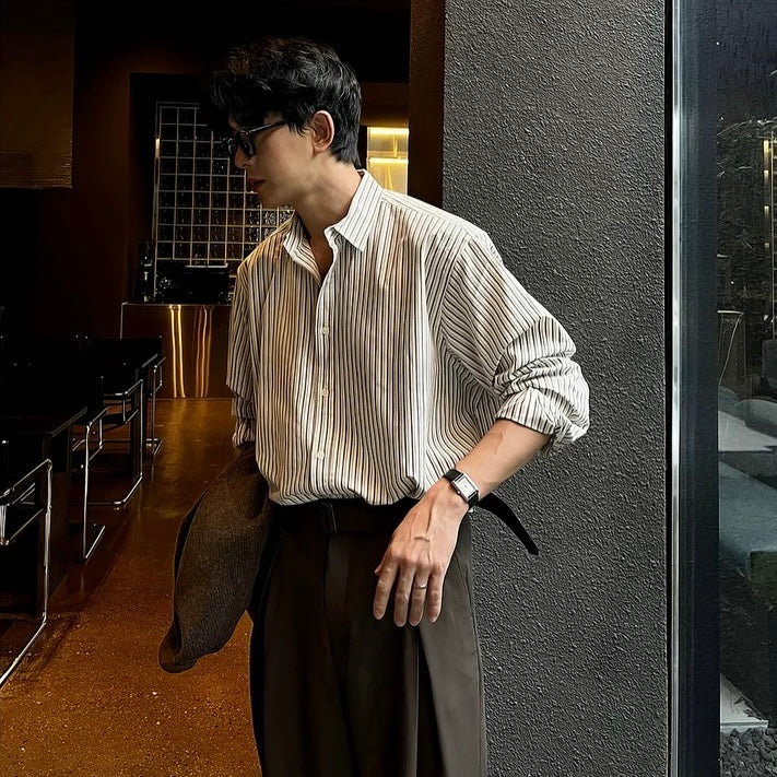 Men's Loose Fit Striped Sun Shirt
