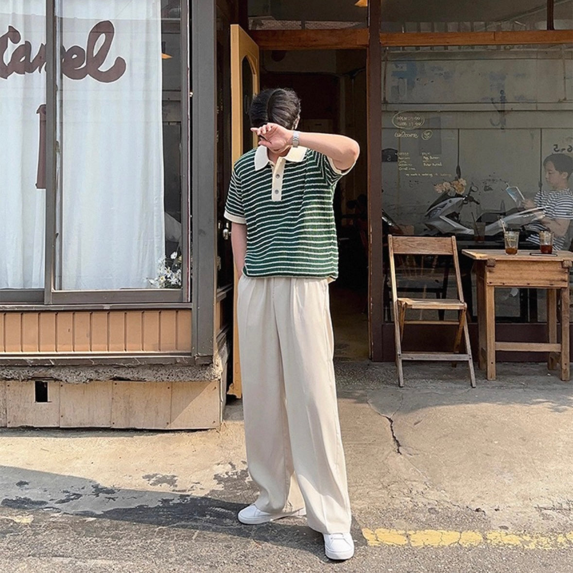 Korean Striped Polo Shirt