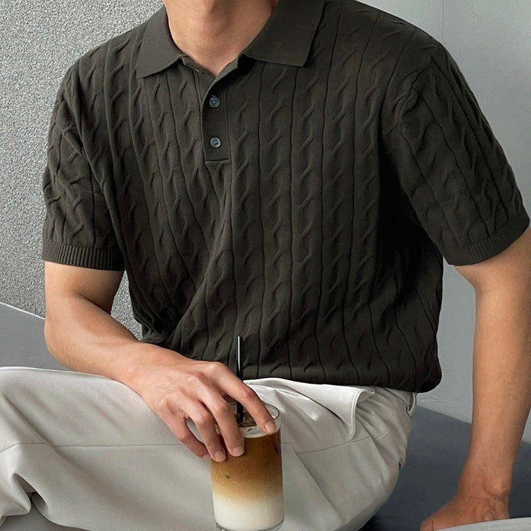 Korean Lapel Knit Polo Shirt