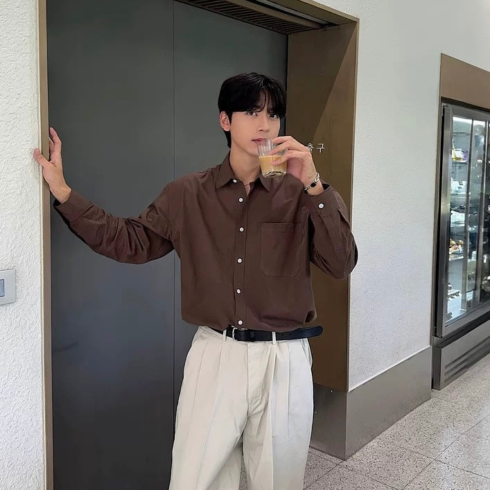 Retro Solid Color Shirt