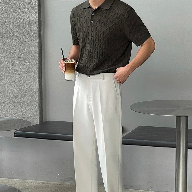 Korean Lapel Knit Polo Shirt