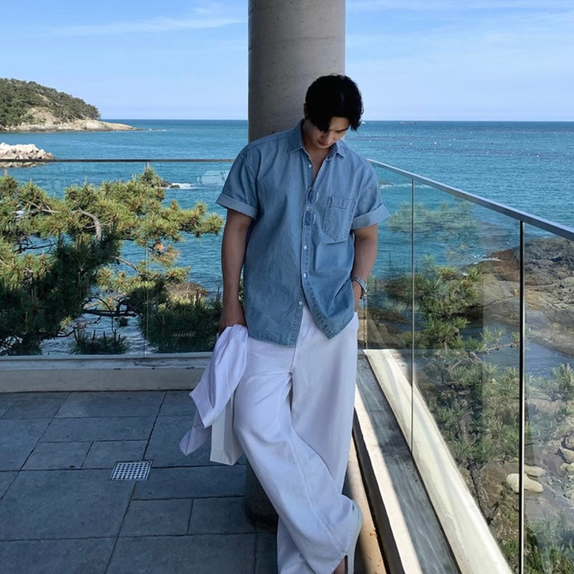 Retro Wash Denim Summer Shirt