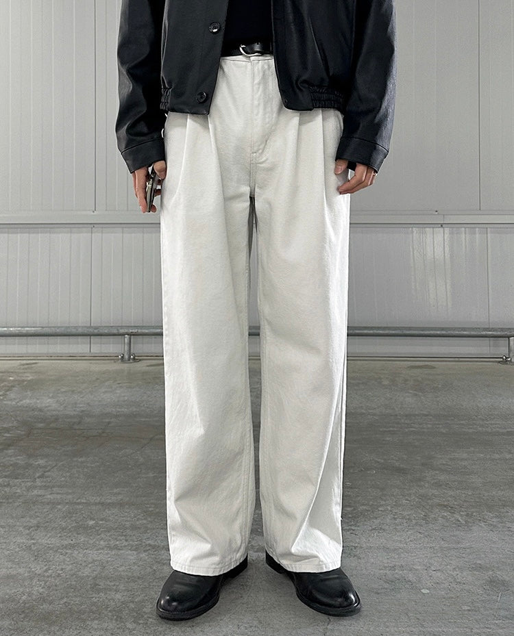 Draped Casual Straight Pants