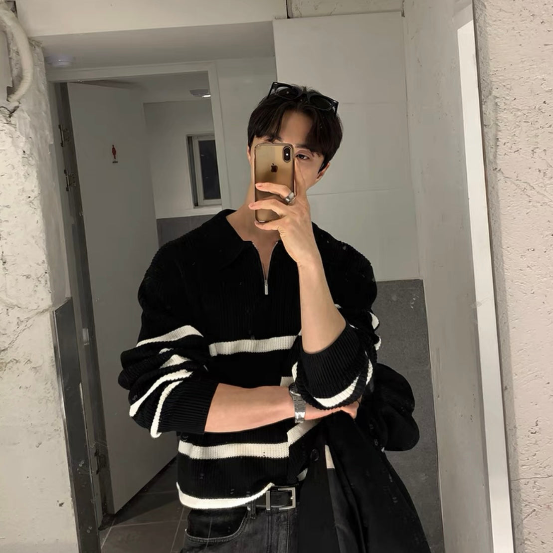 Half-zip knit sweater