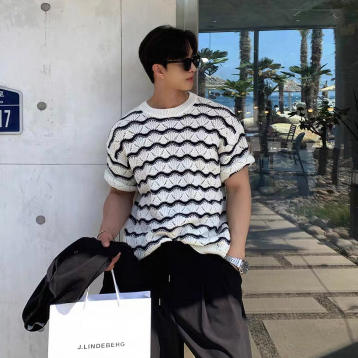 Korean Striped Casual Knit T-shirt