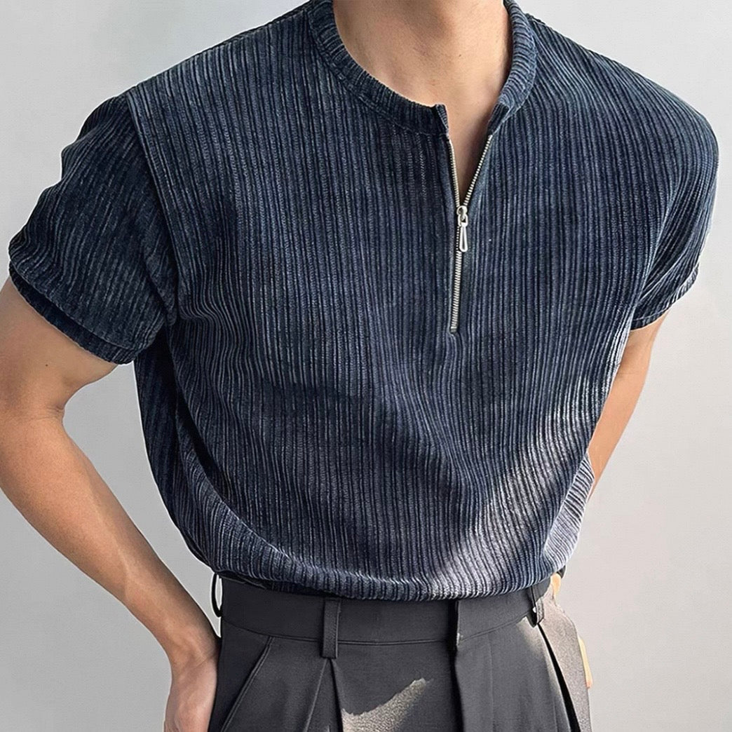 Retro Chenille Half-Zip T-Shirt