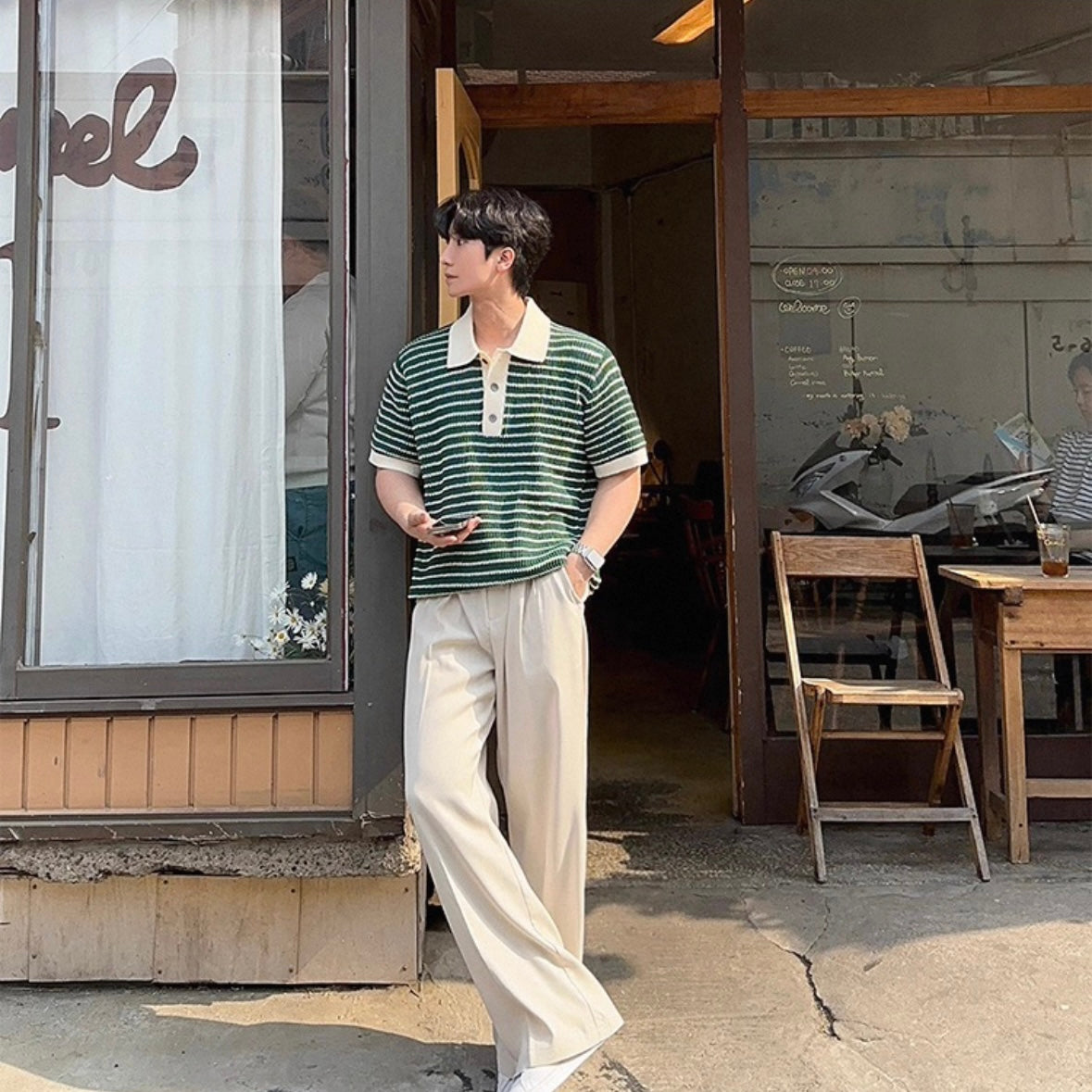 Korean Striped Polo Shirt