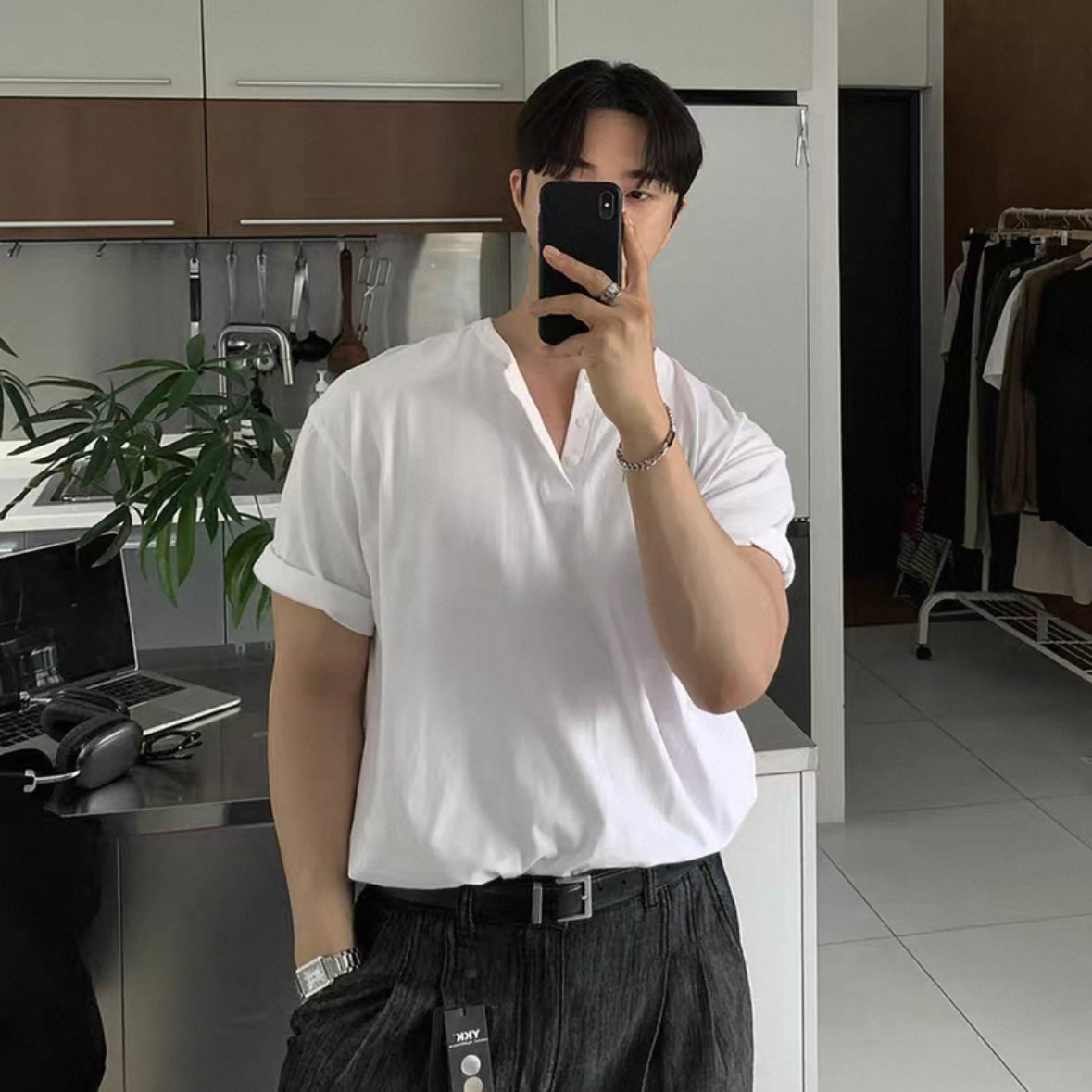 Henry Collar Casual Summer T-shirt