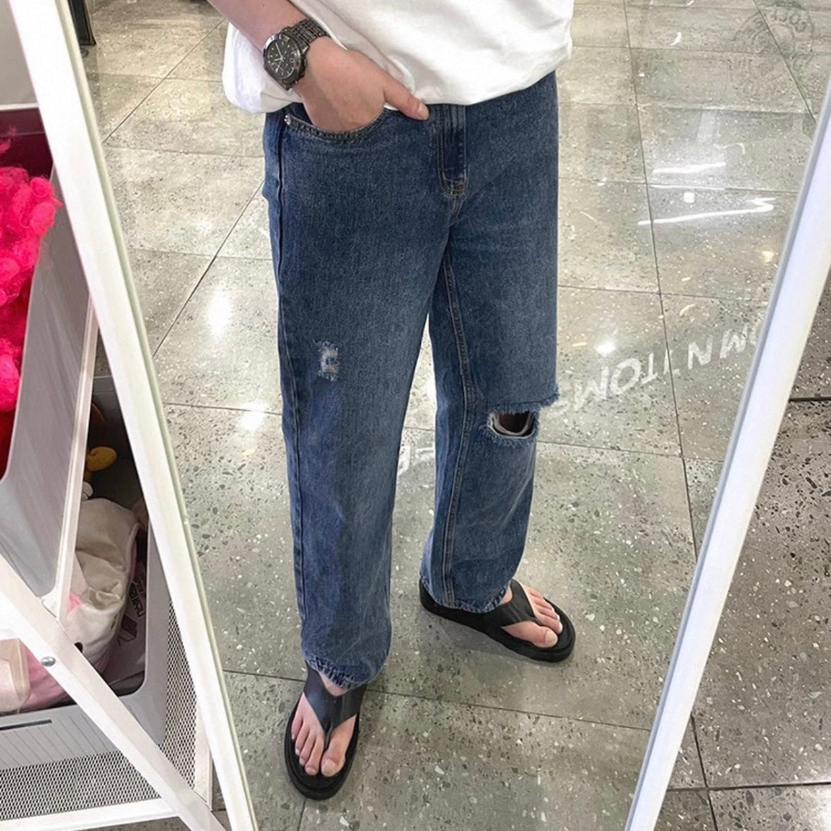 Retro Ripped Loose Jeans