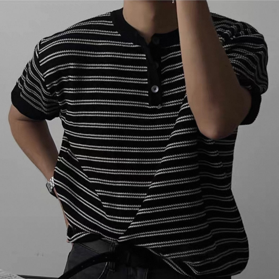 Casual Striped Knit T-Shirt
