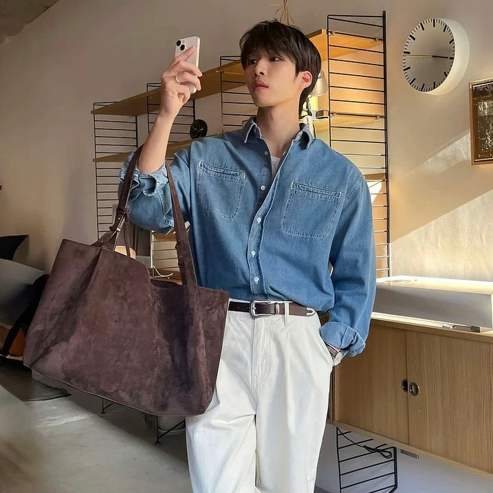 Dual-Pocket Denim Shirt