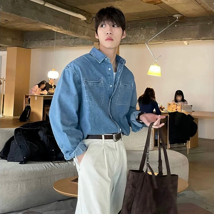 Dual-Pocket Denim Shirt