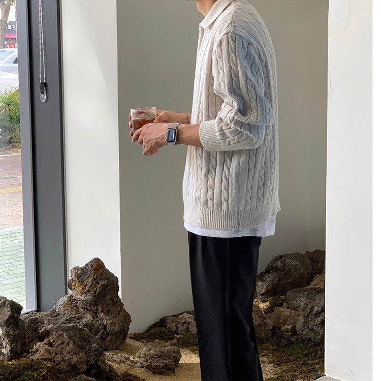 Half-zip twist knit