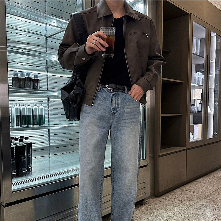American Retro Short Leather Jacket