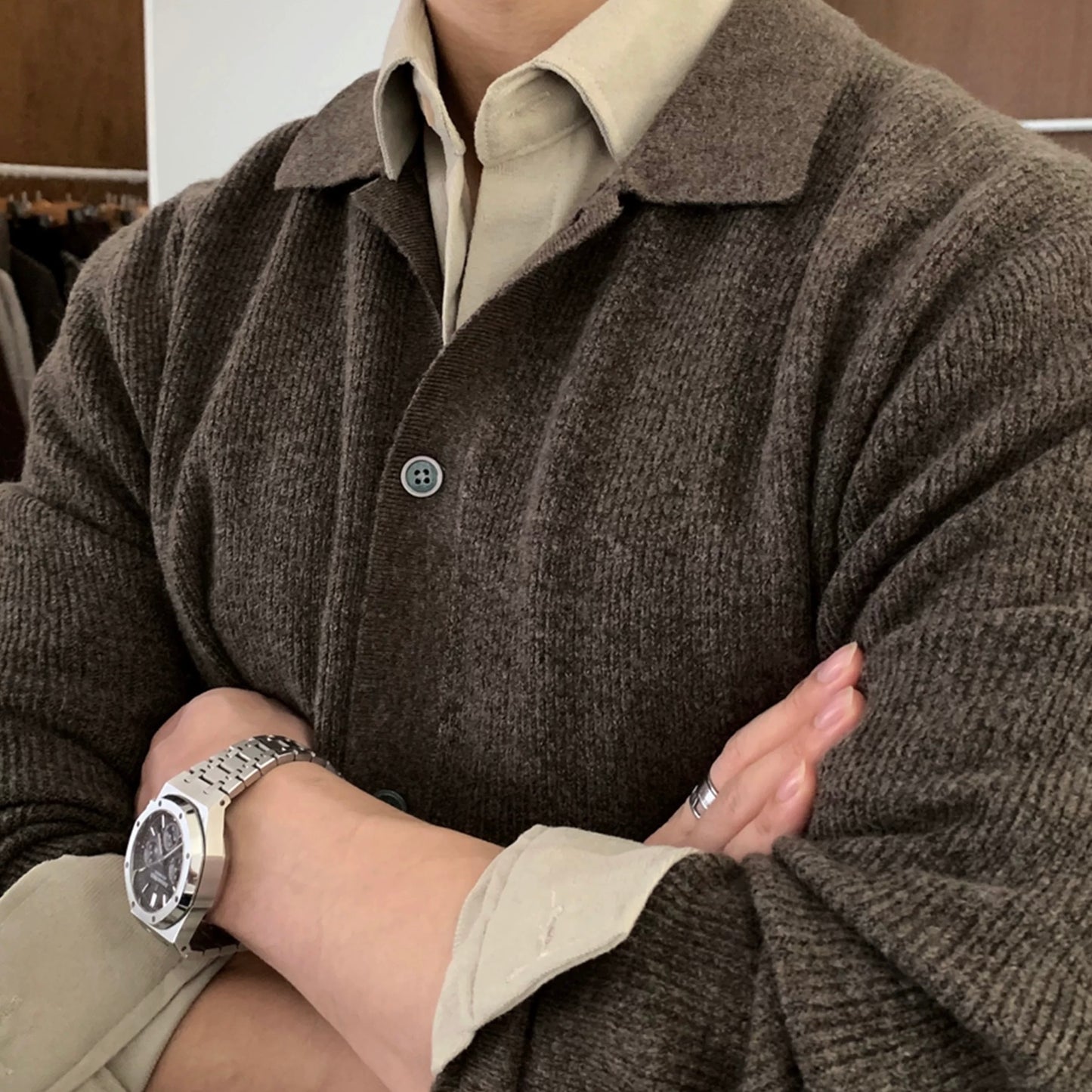 Blended Knit Cardigan Casual