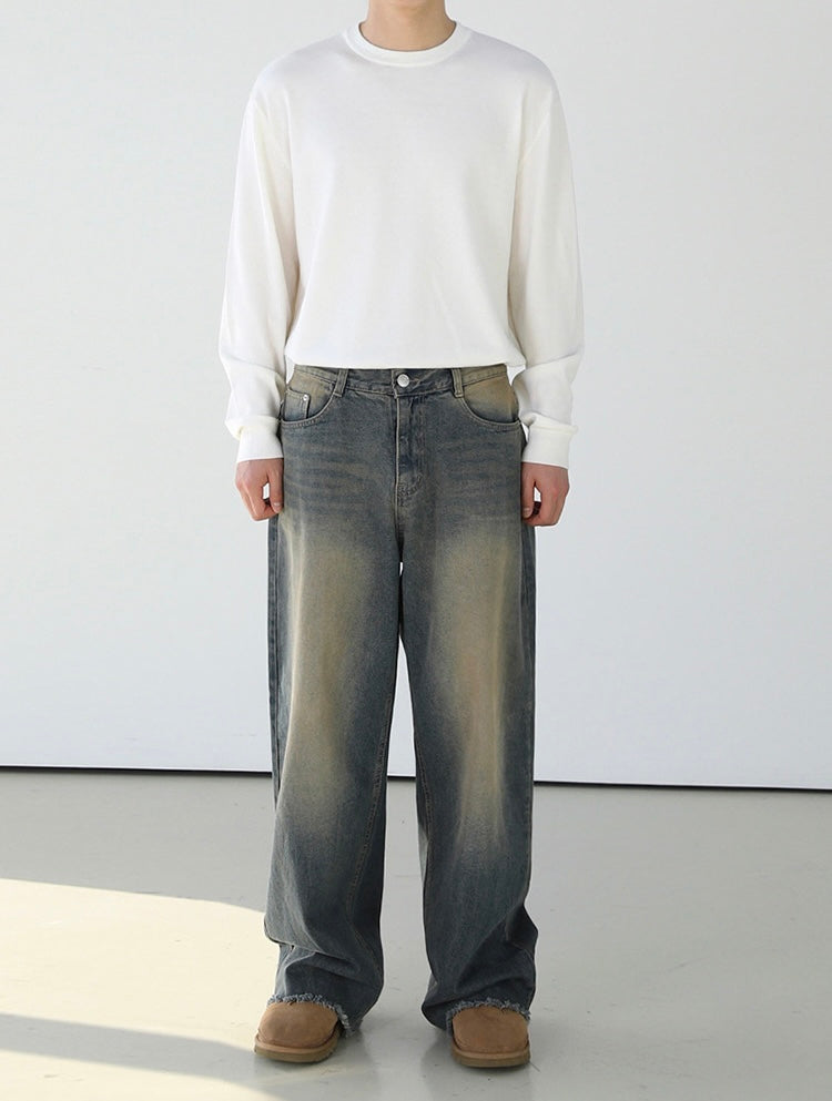 Washed Jeans Wide Pants