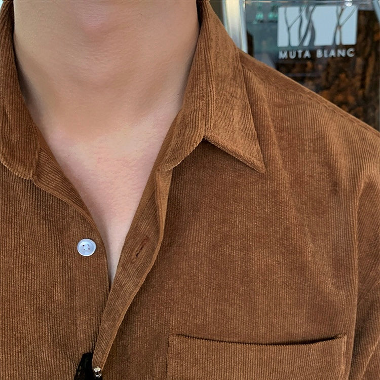 Men's Corduroy Retro Long Sleeve Shirt