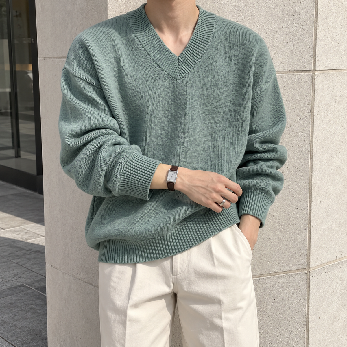 V-Neck Design Knit Sweater
