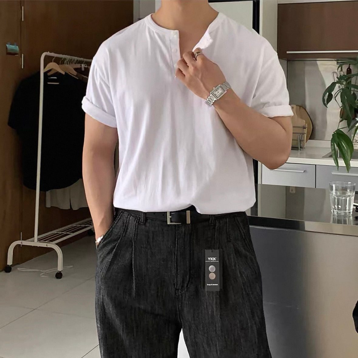 Henry Collar Casual Summer T-shirt