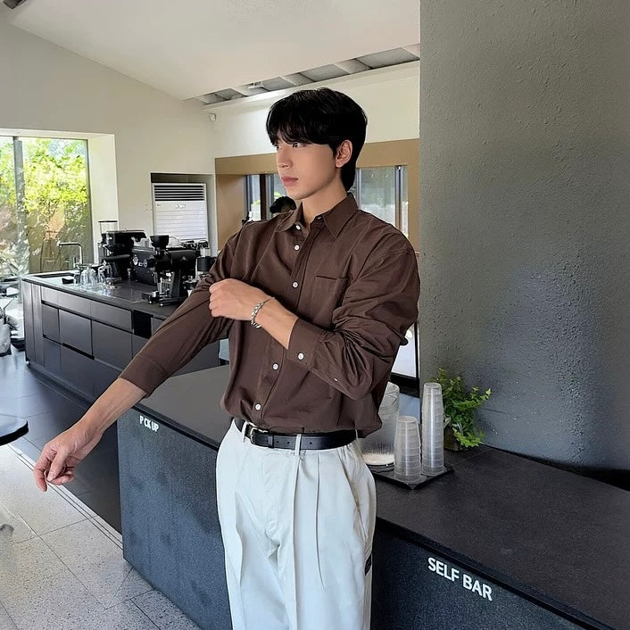 Retro Solid Color Shirt