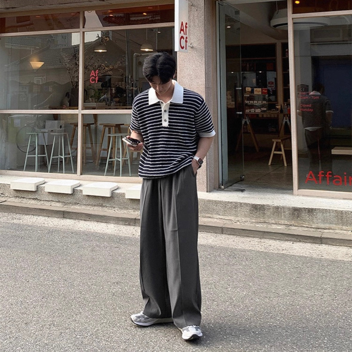 Korean Striped Polo Shirt