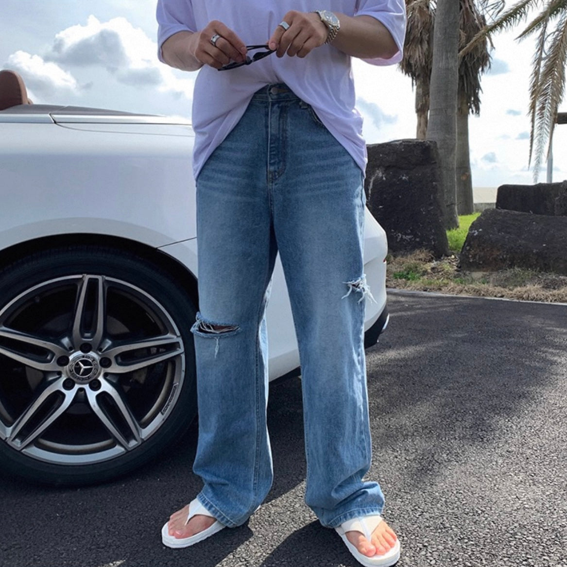 Retro Loose Fit Ripped Jeans