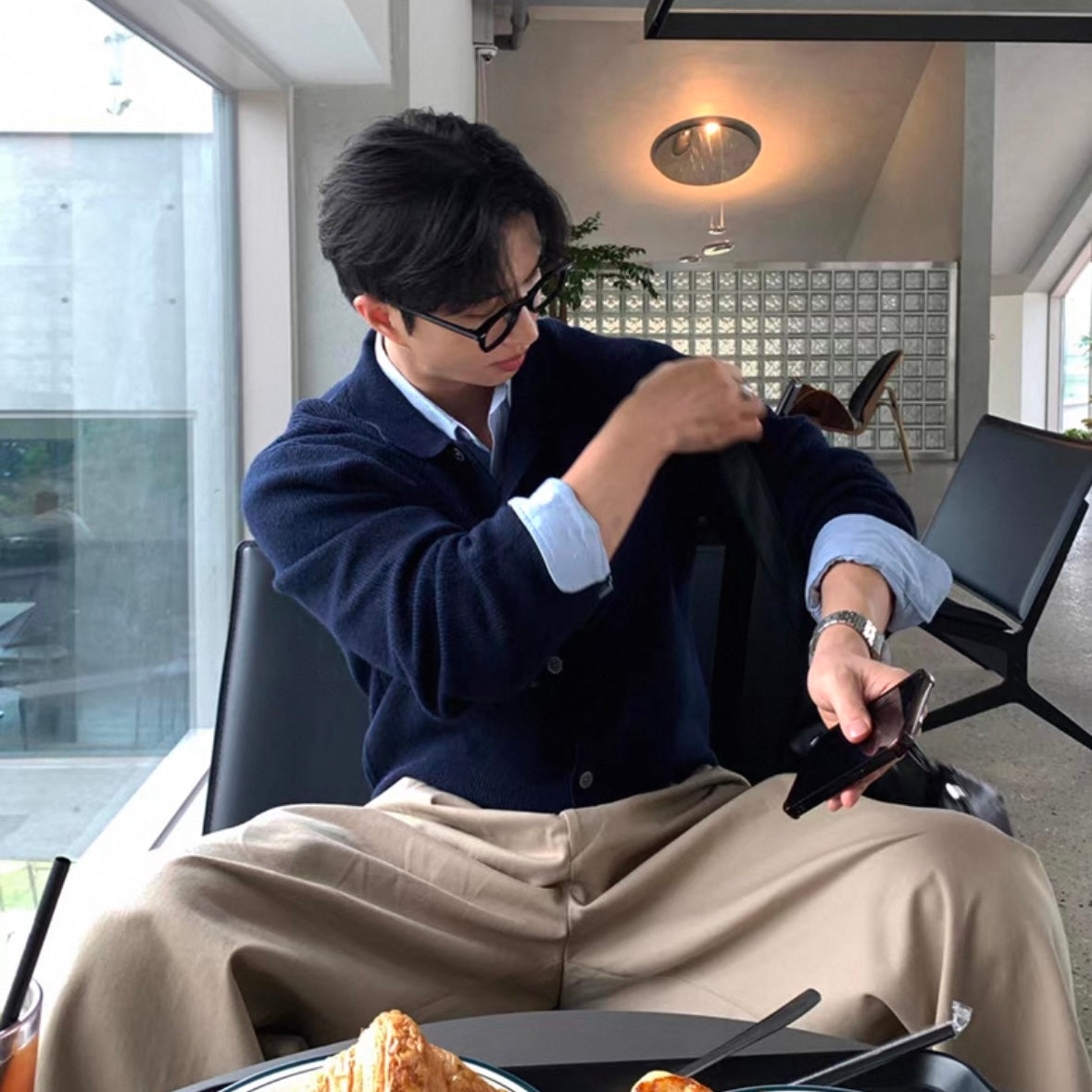 Blended Knit Cardigan Casual