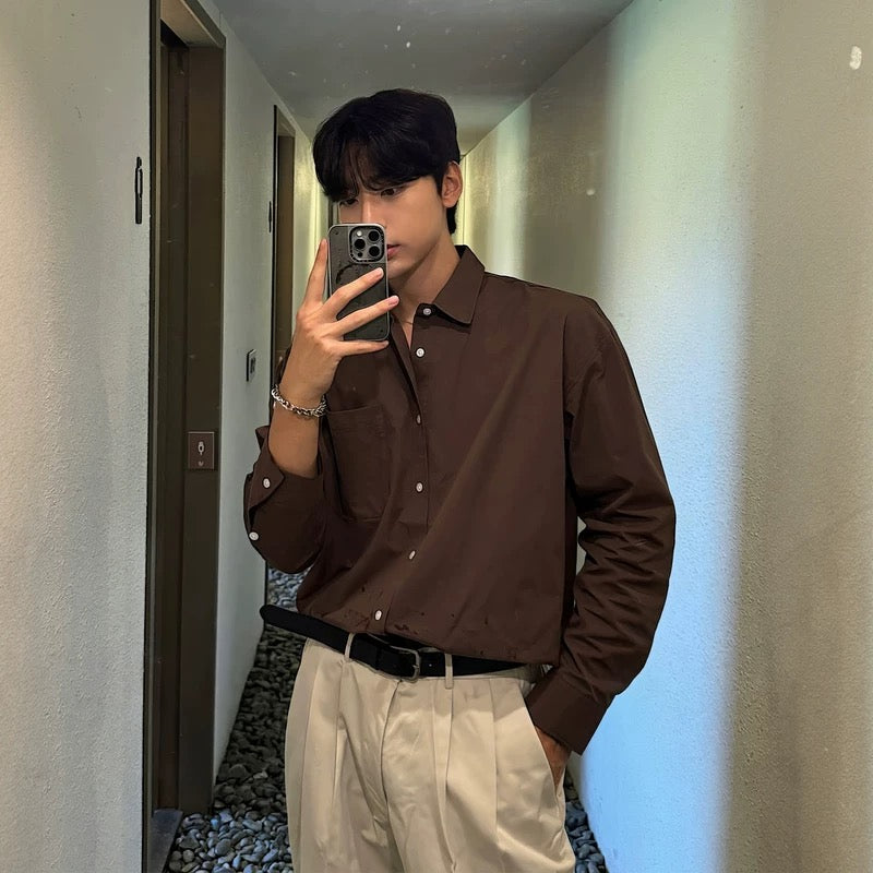 Retro Solid Color Shirt