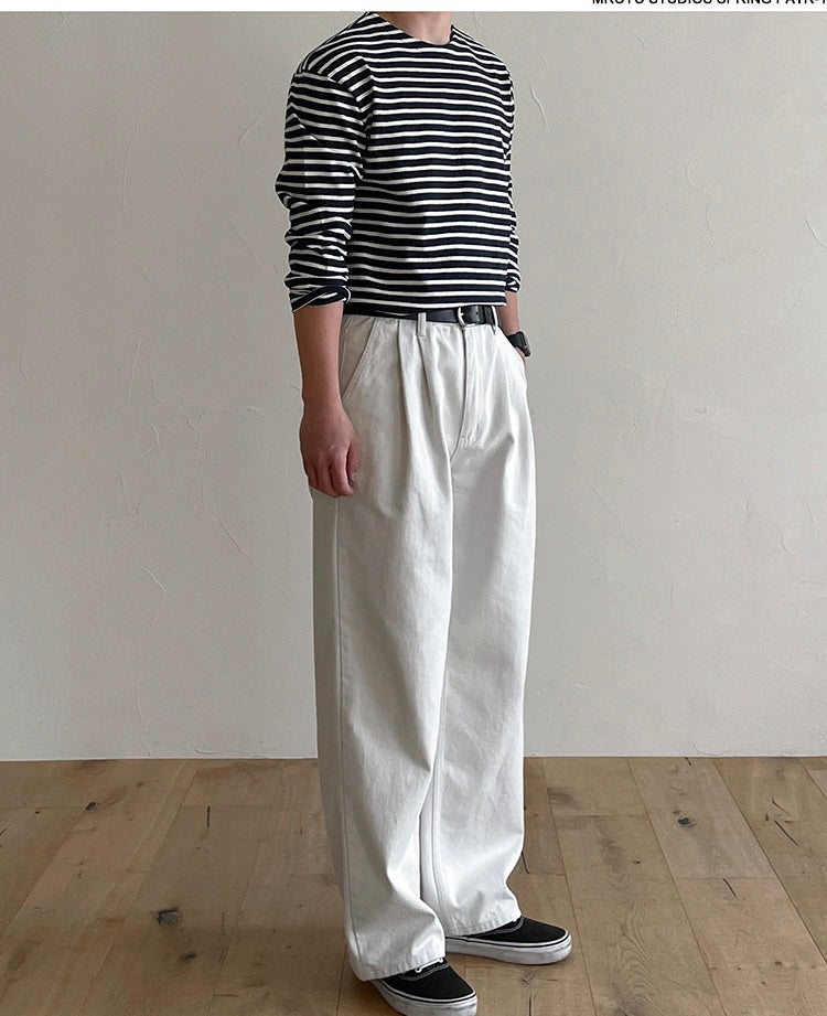 Draped Casual Straight Pants