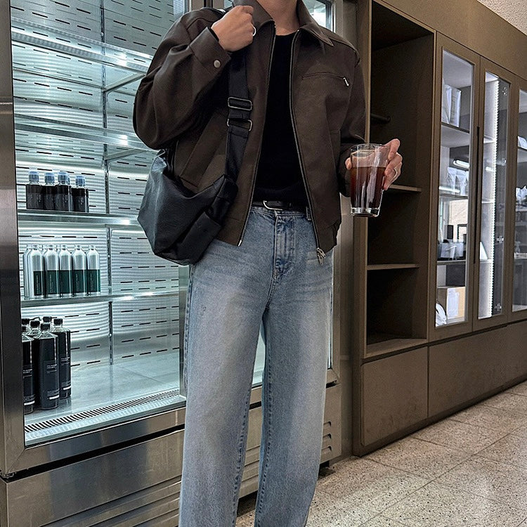 American Retro Short Leather Jacket