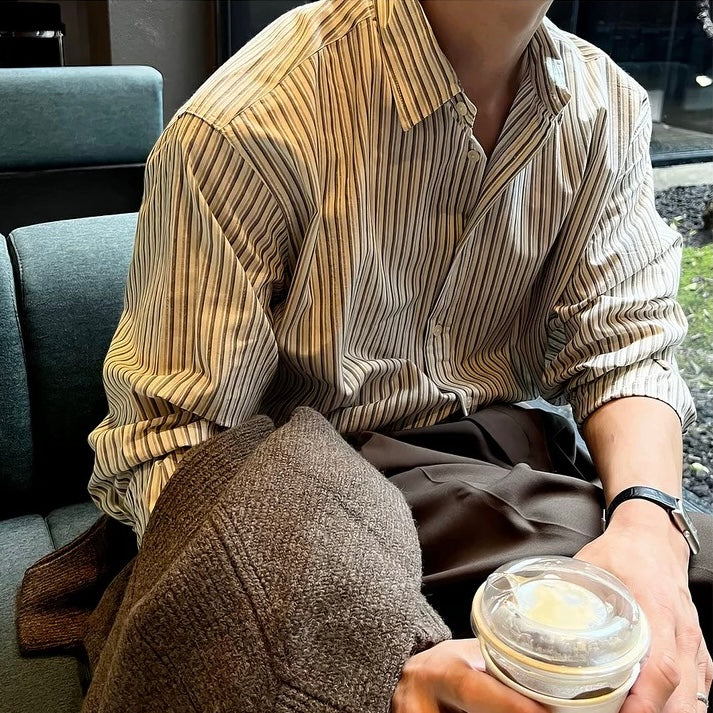 Men's Loose Fit Striped Sun Shirt