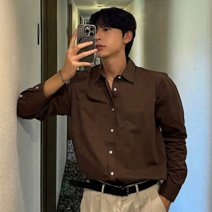 Retro Solid Color Shirt