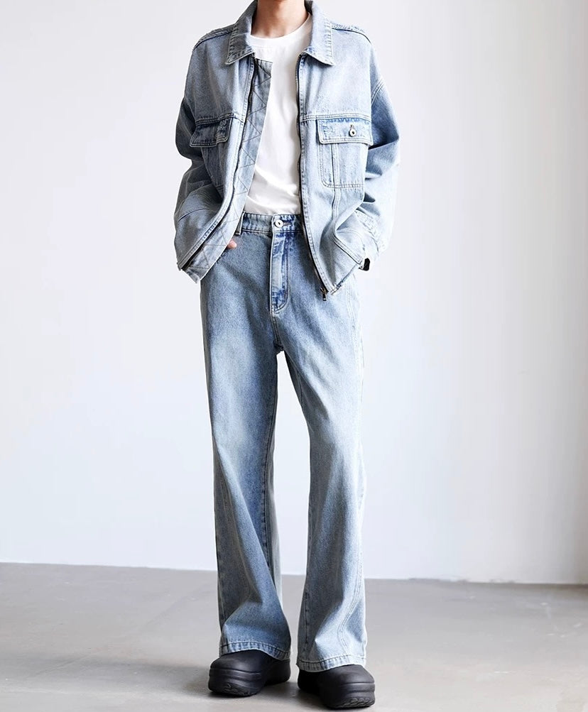 Light blue casual denim pants