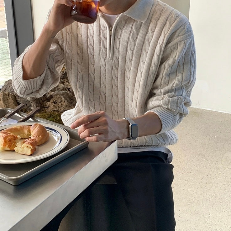 Half-zip twist knit