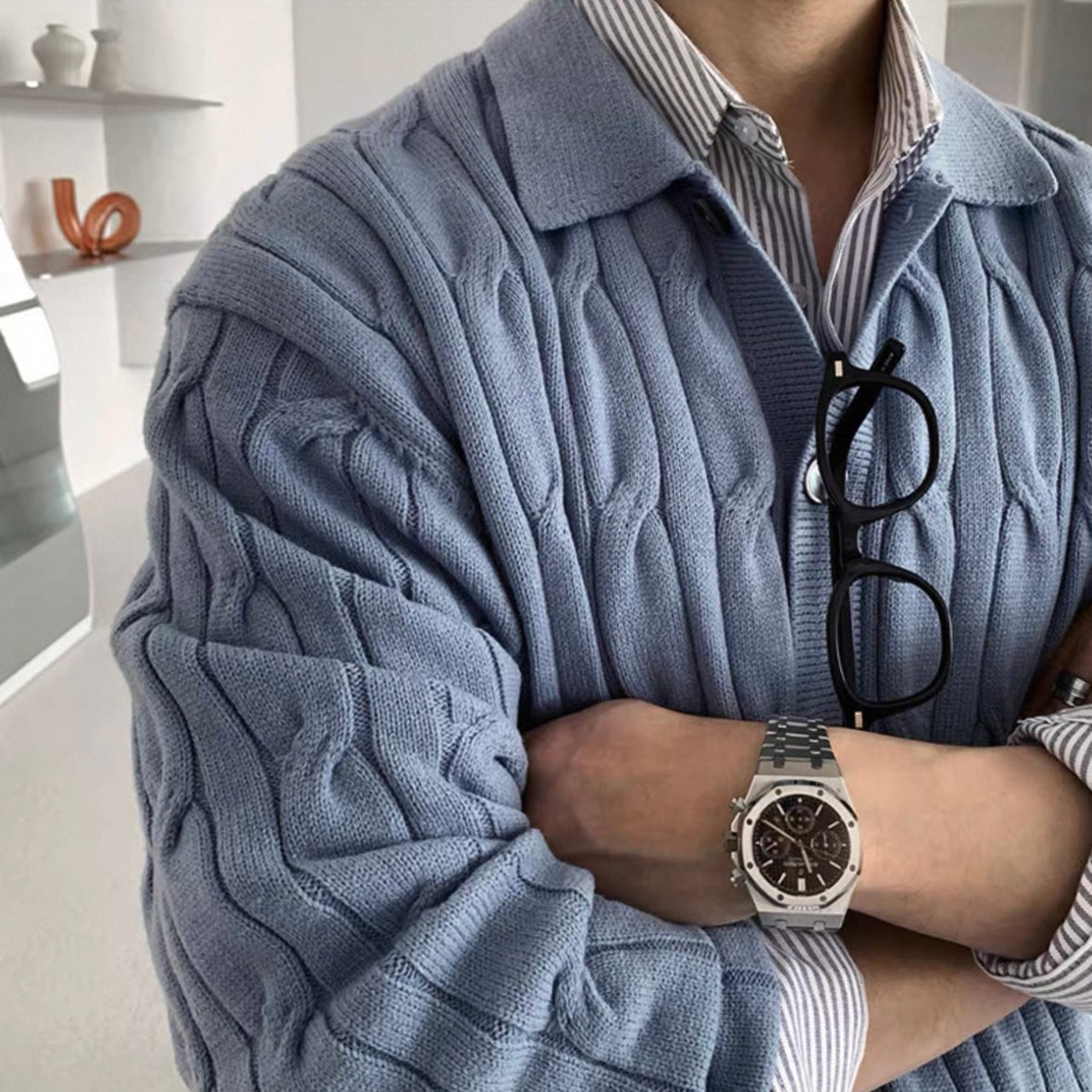 Retro Twist Cardigan Sweater