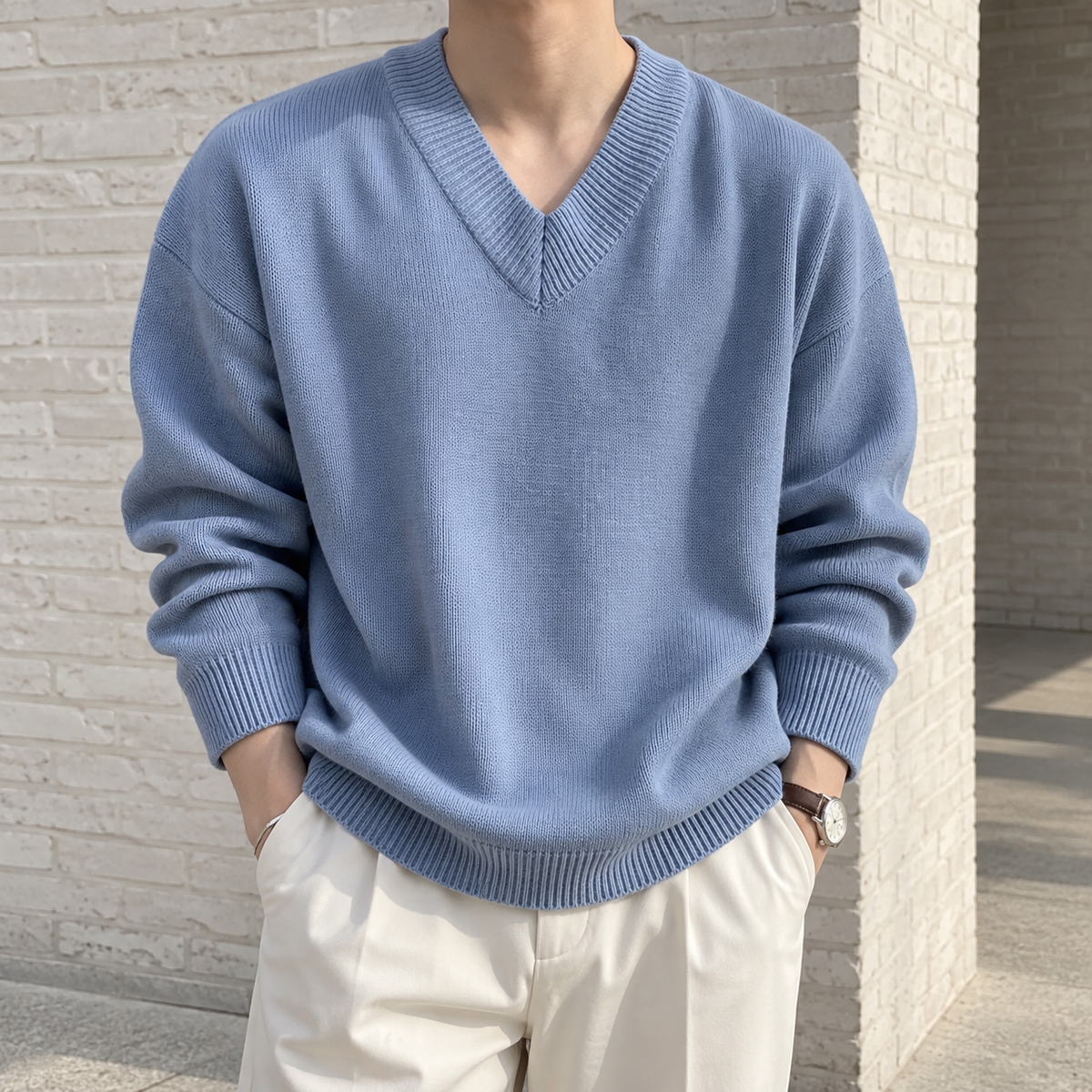 V-Neck Design Knit Sweater