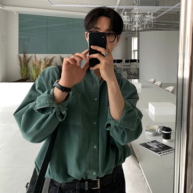 Handsome lapel simple long-sleeved knit