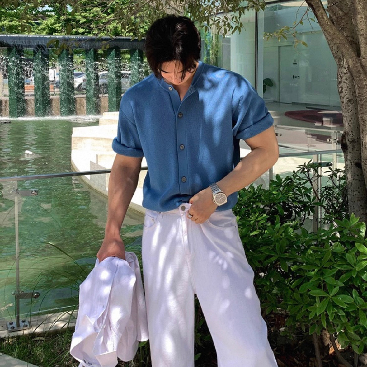 Korean Short-Sleeve Cardigan T-shirt