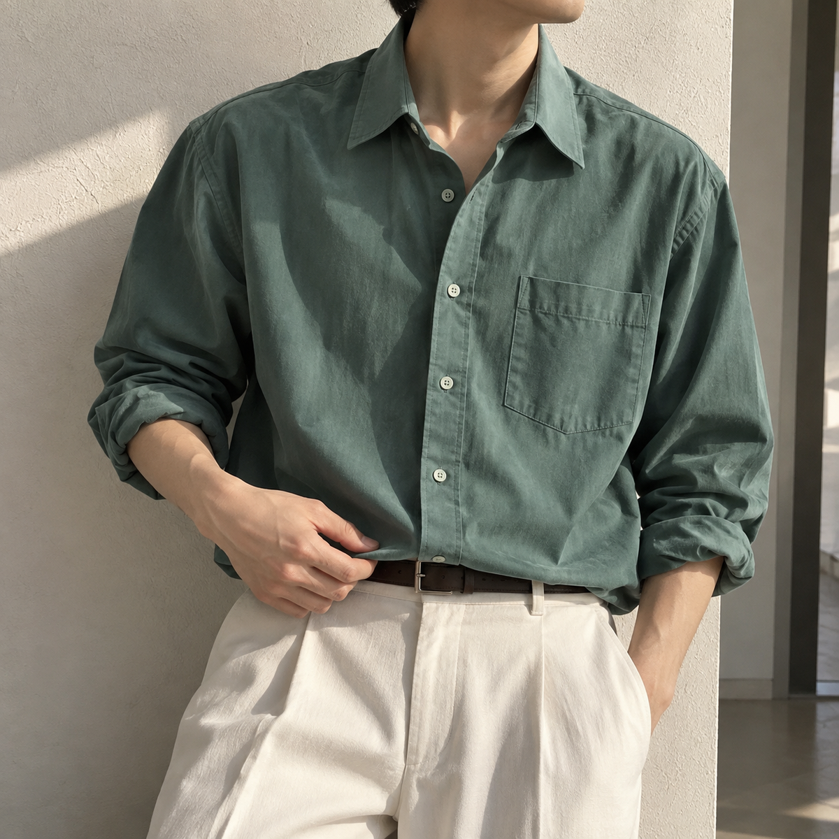 Handsome lapel simple long-sleeved knit