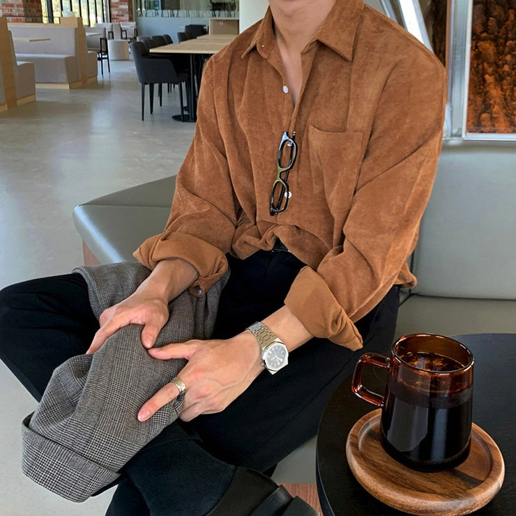 Men's Corduroy Retro Long Sleeve Shirt