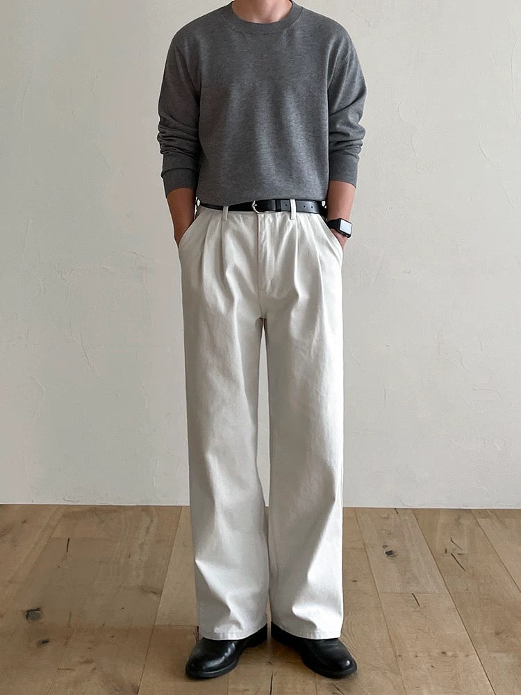 Draped Casual Straight Pants