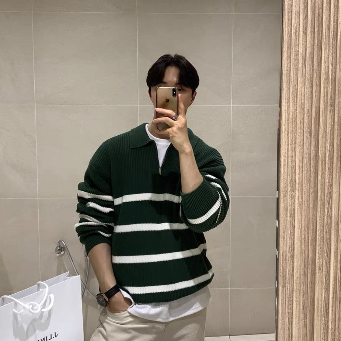 Half-zip knit sweater