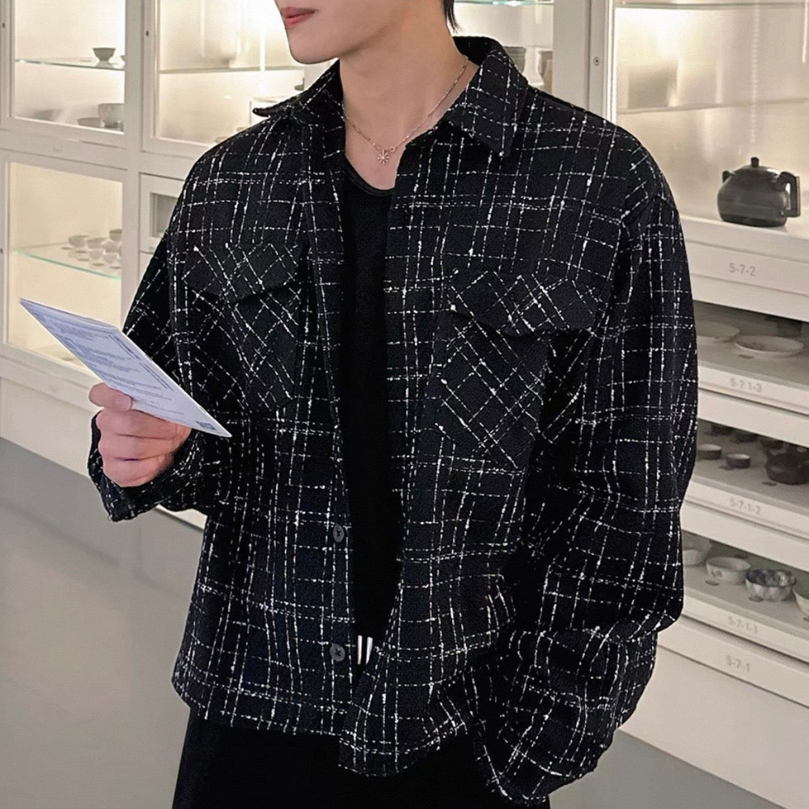 Black Check Tweed Jacket