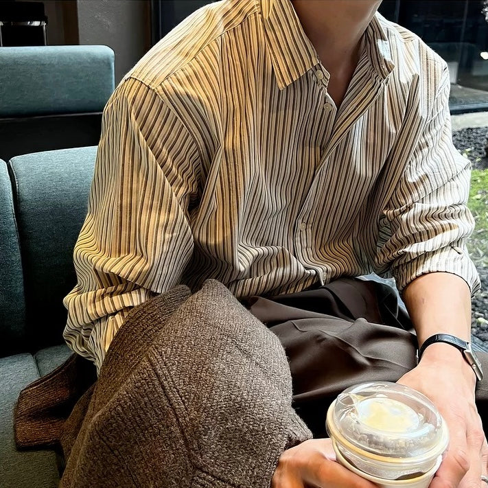 Men's Loose Fit Striped Sun Shirt