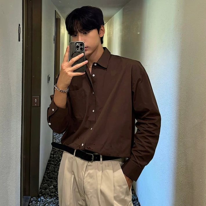 Retro Solid Color Shirt