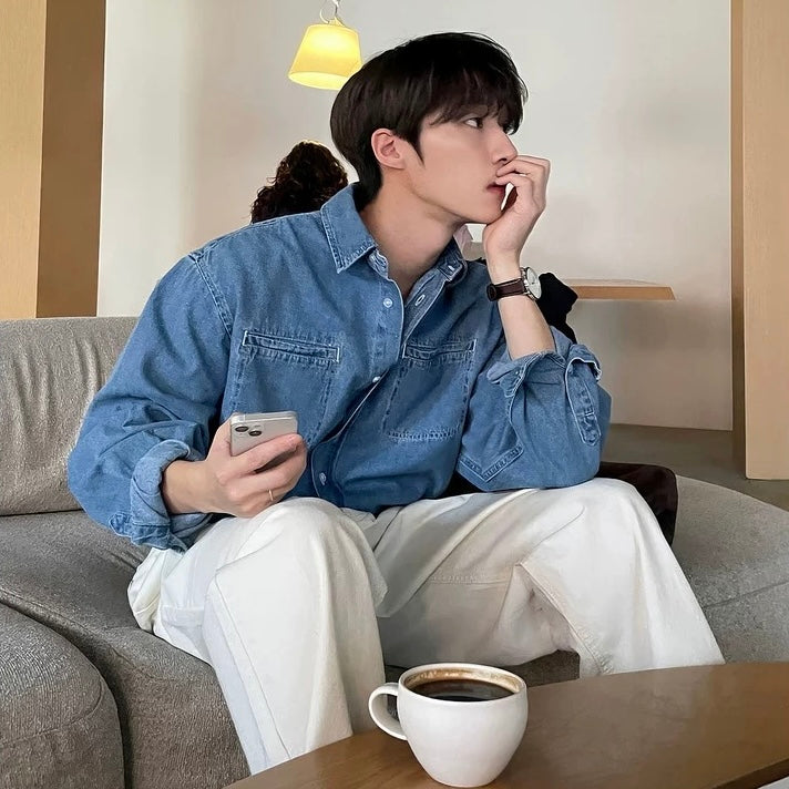 Dual-Pocket Denim Shirt