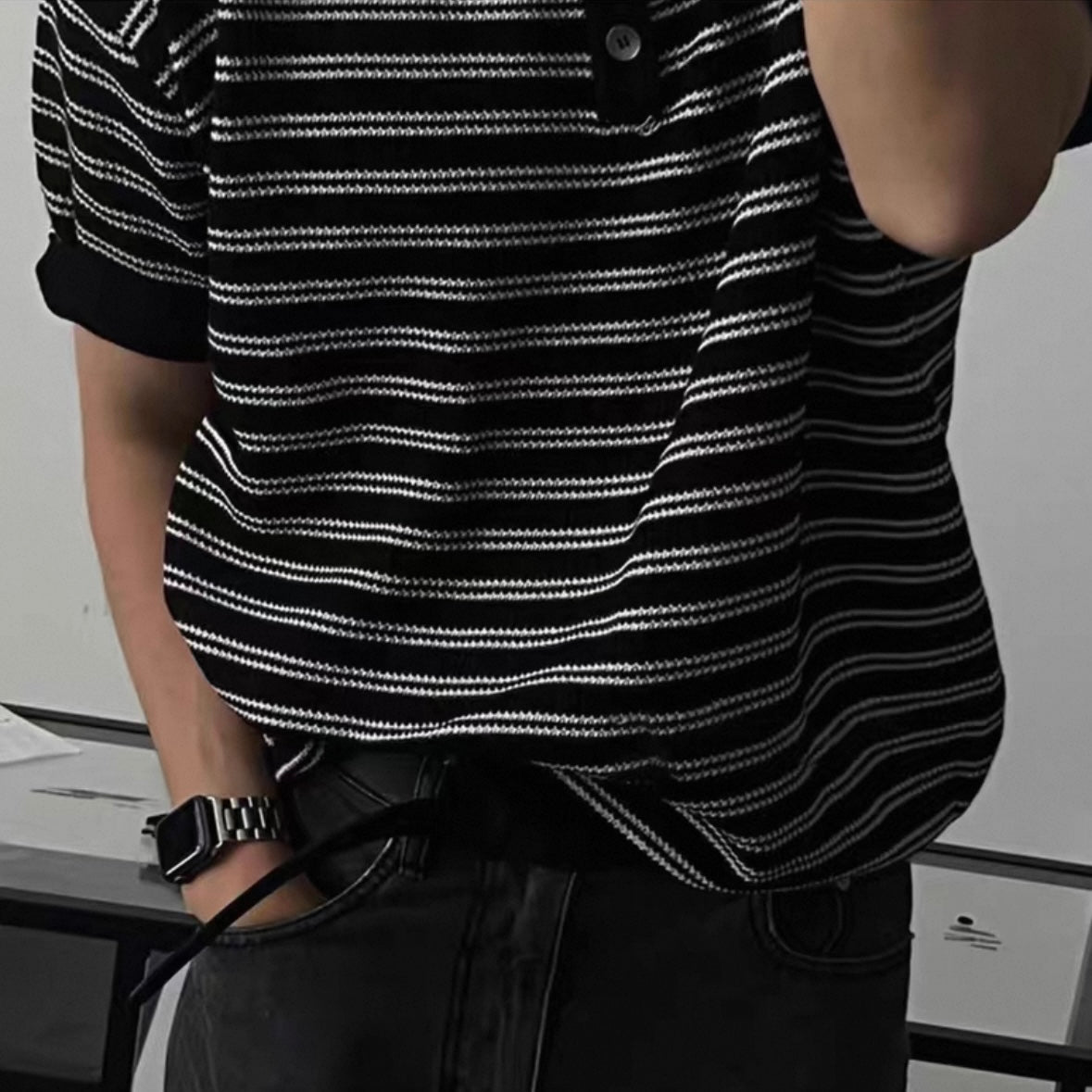 Casual Striped Knit T-Shirt