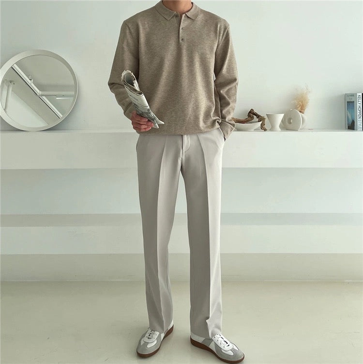 Straight casual plain pants