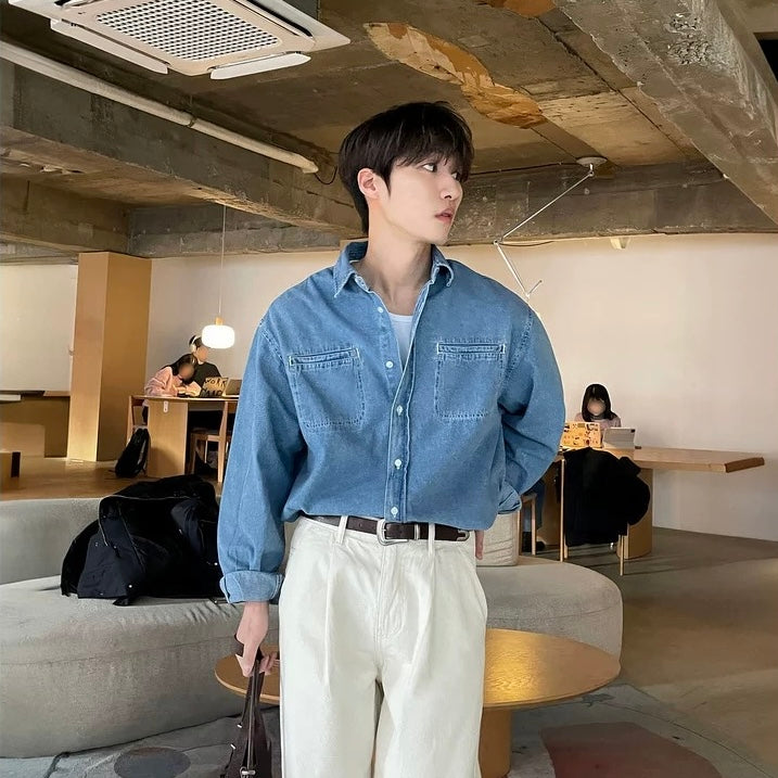 Dual-Pocket Denim Shirt